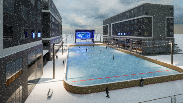 The Beacon plaza as an ice rink